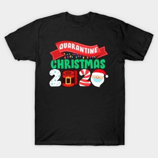 Santa's Wearing Facemask Candy Cane Lights Tree Merry Quarantine Christmas 2020 T-Shirt